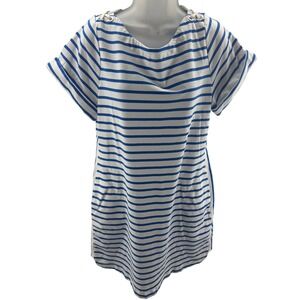 Tommy Bahama Womens Blue Striped Tunic Dress Cotton Large